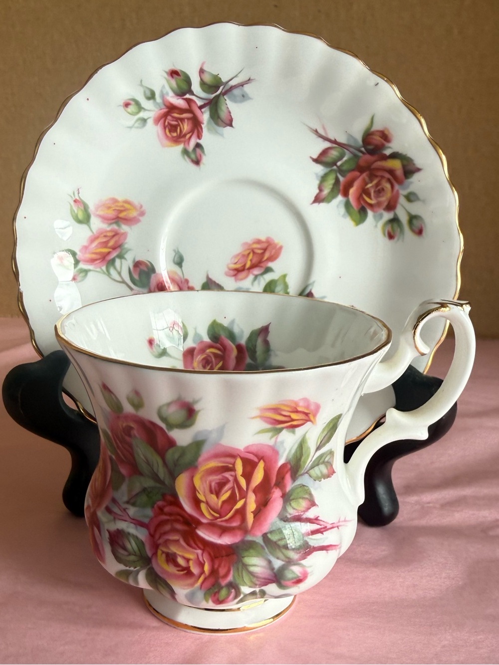 Beautiful Vintage Royal Albert "Centennial Rose" Demitas (active 196 and Saucer